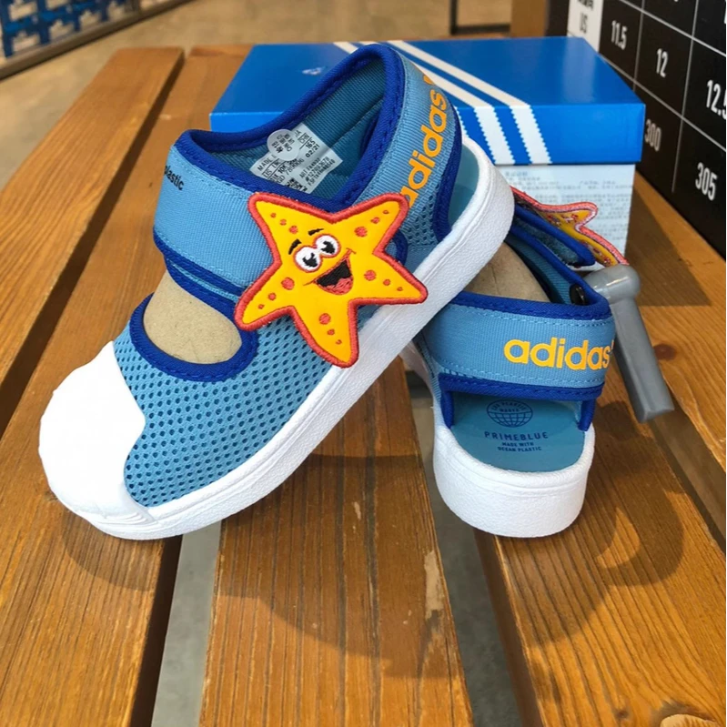 （断码处理）阿迪达斯三叶草经典夏季儿童运动轻便贝壳头凉鞋FX4932