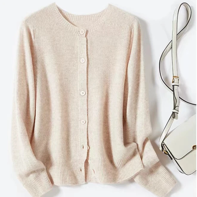 XFYN |【内搭】全羊毛气质针织慵懒风时尚加厚秋冬厚款宽松版开衫毛