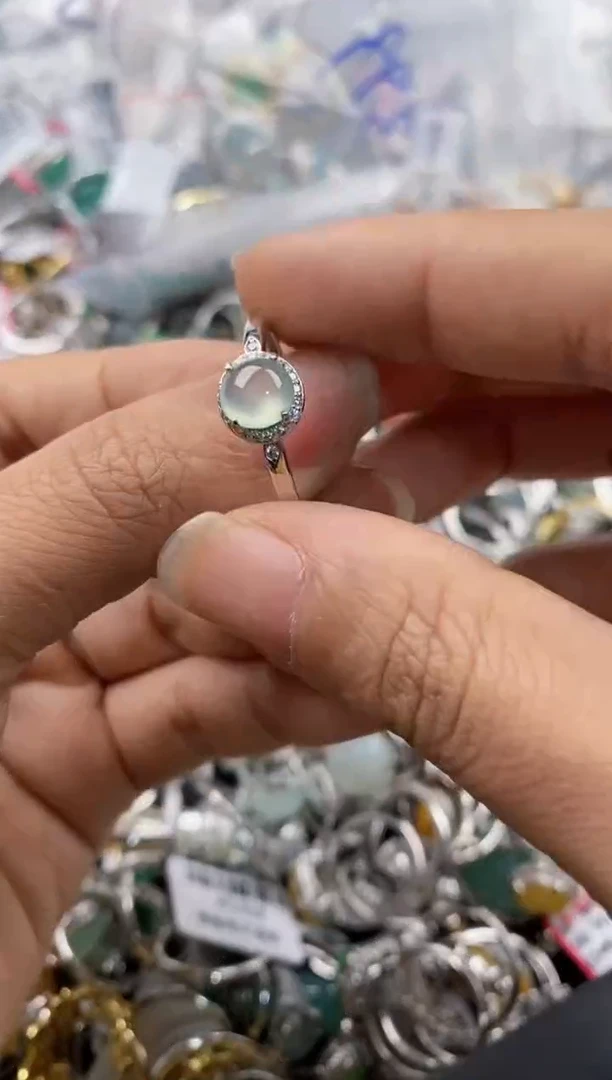 银S925镶嵌戒指翡翠888---2