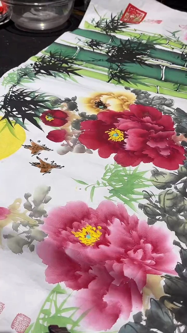 国画李东峰国画牡丹