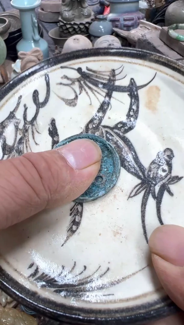 瓷片陶瓷摆件颜色随机发货