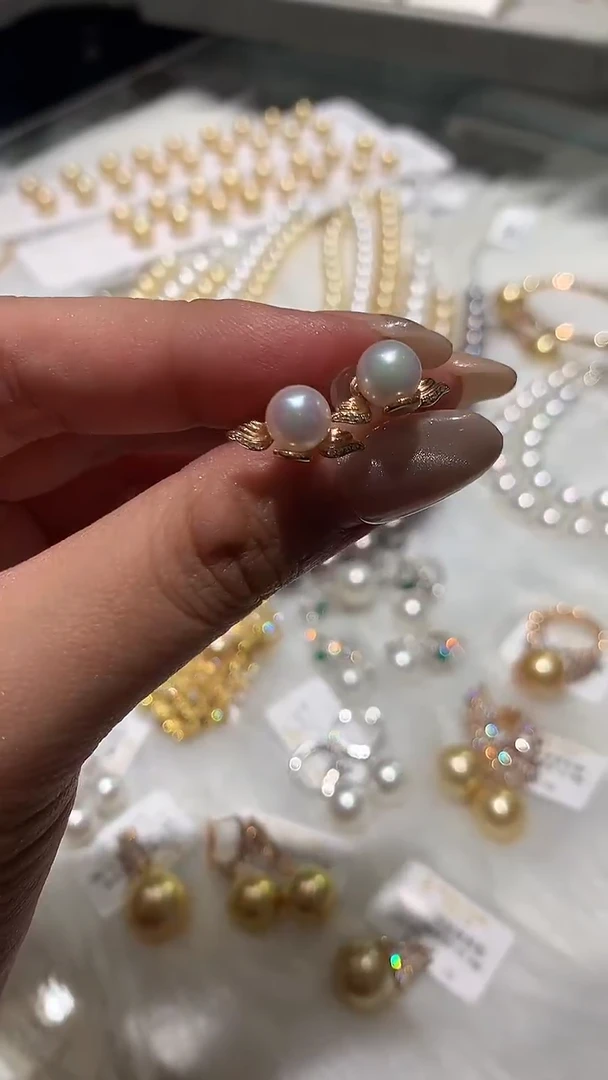 18K金镶嵌耳饰海水珍珠A388|1380