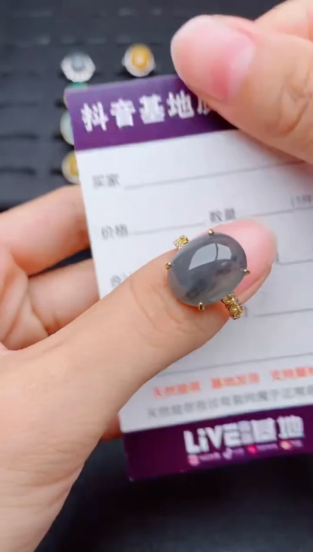 银S925镶嵌戒指翡翠1