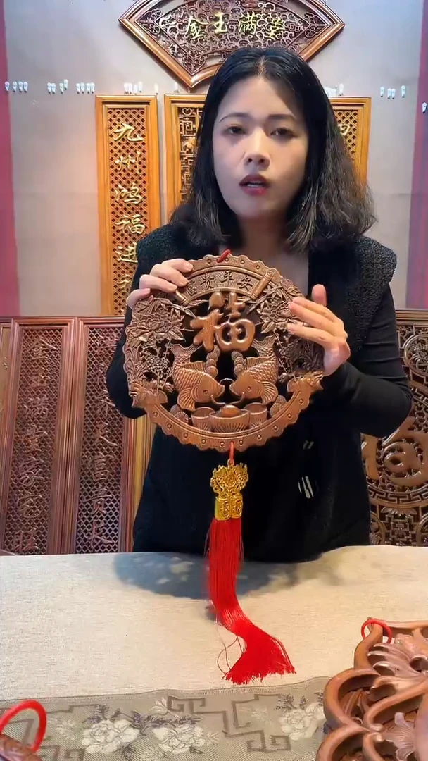 香榧木木雕款香樟木27富贵平安挂件