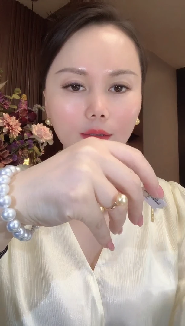 18K金镶嵌戒指海水珍珠C32