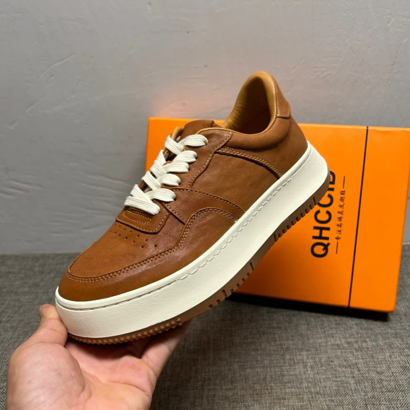 2025秋冬季新款男鞋真皮时尚休闲鞋男潮流透气板鞋男士复古皮鞋