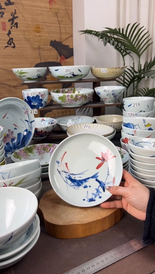 明舟中暇福利画虾7.2寸小足盘（单只装）