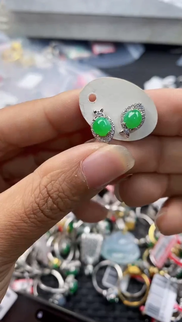 银S925镶嵌戒指翡翠888---9