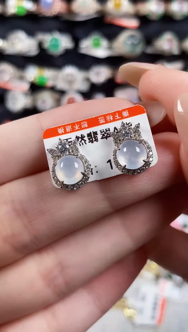 银S925镶嵌戒指翡翠 天然A货翡翠58