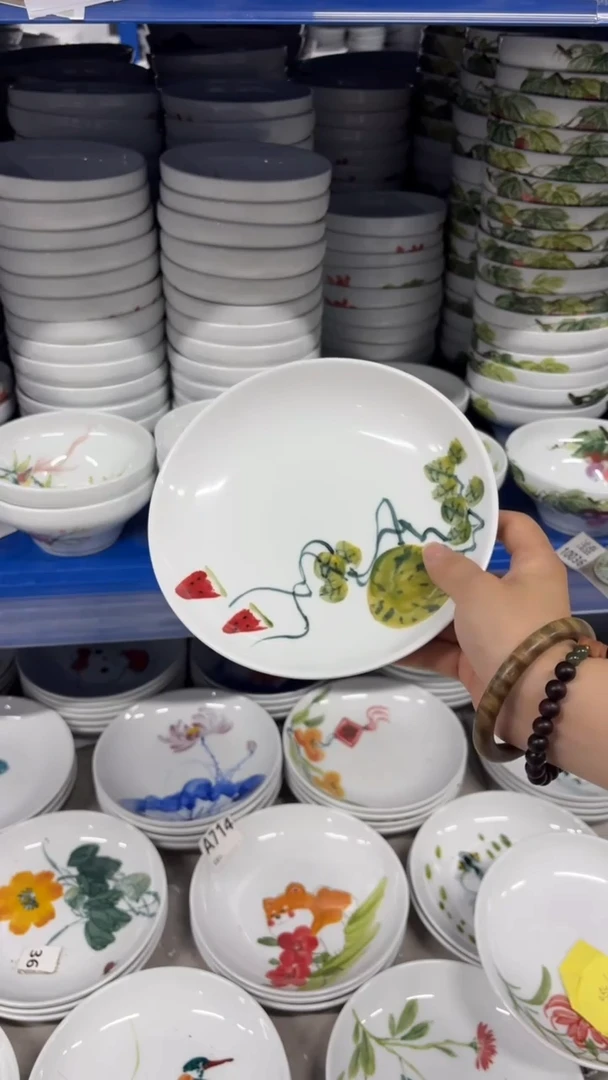 瓷片景德镇手绘釉中彩（食品级）浅盘