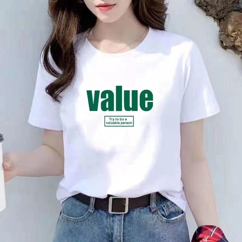 【Va'lue】立体印花夏季新款国潮复古显瘦时尚白色半袖t恤设计感ins