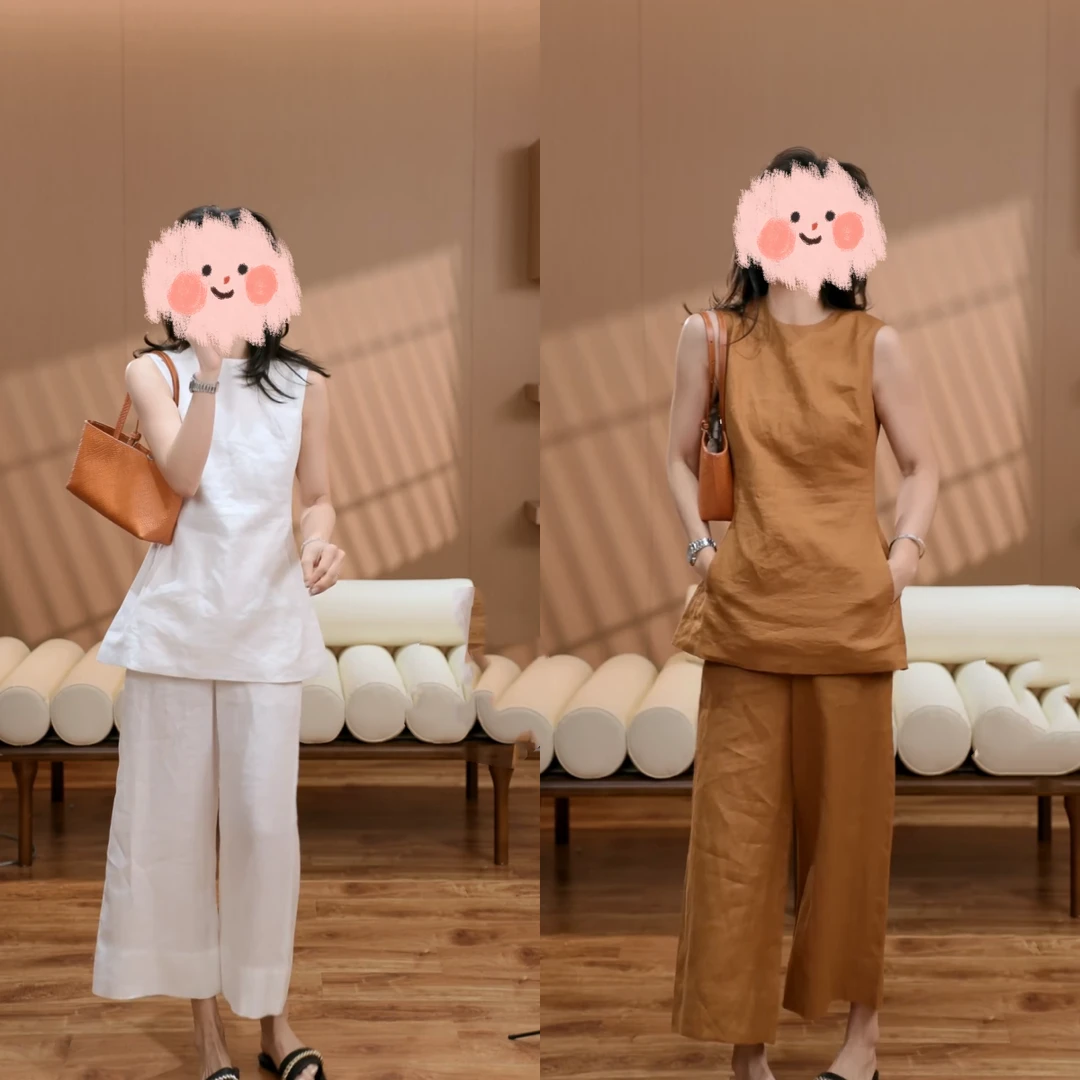 "简约风范"春夏女款无袖上衣+休闲裤女装套装