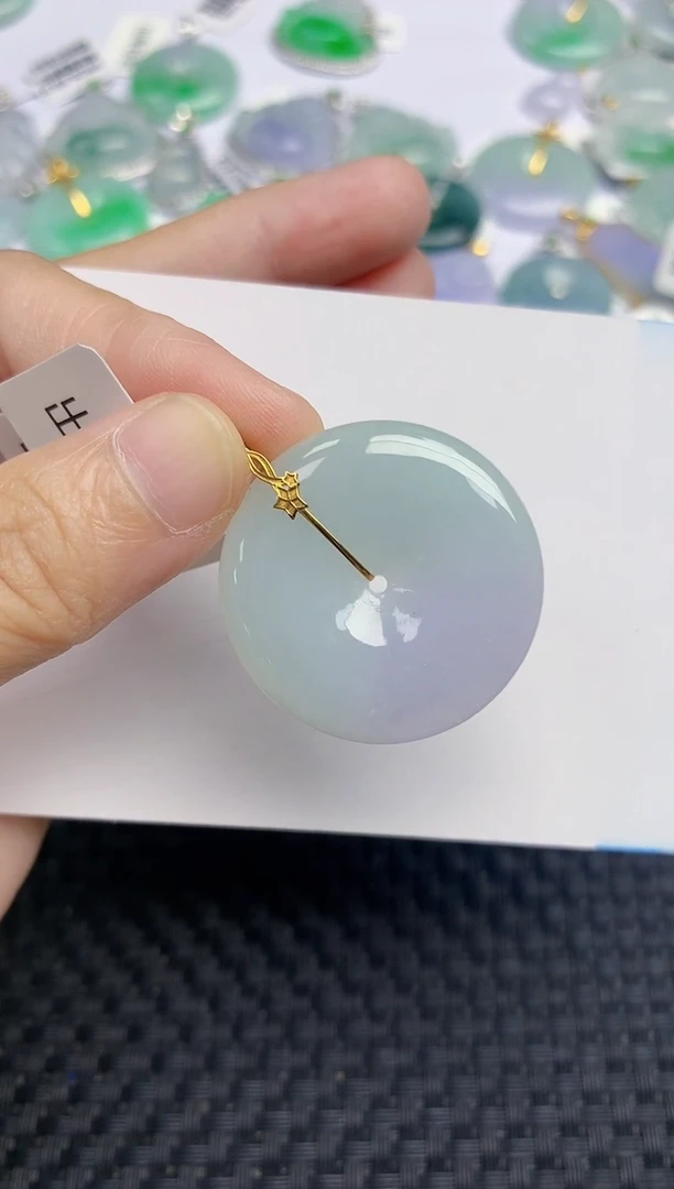 翡翠18K金镶嵌颈饰天然缅甸A货翡翠百元以上9元证书费自理