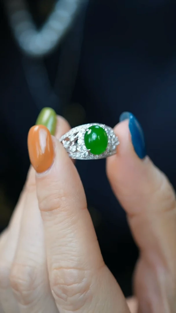 18K金镶嵌戒指翡翠23-戒指/姿/YJ