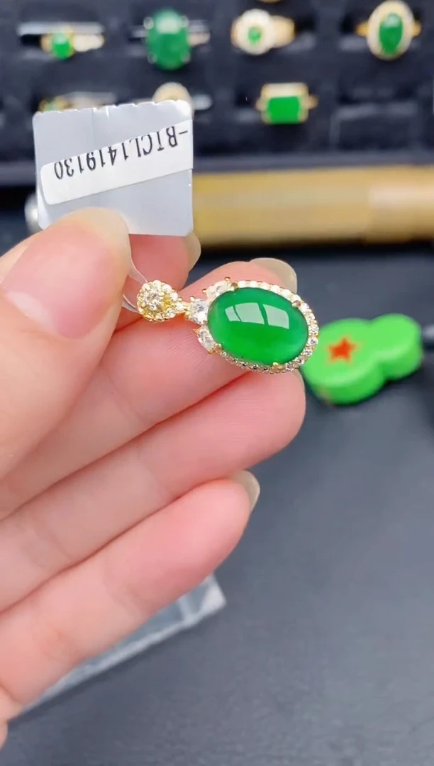 颈饰银S925镶嵌翡翠天然a货翡翠352