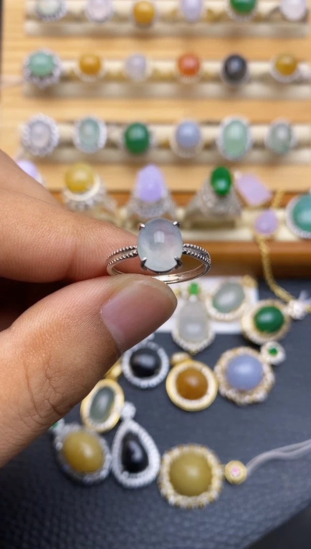 翡翠戒指银S925镶嵌/0029