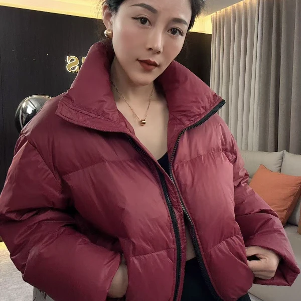 【耿老板1275#】精致立领短款加厚面包服白鸭绒羽绒服