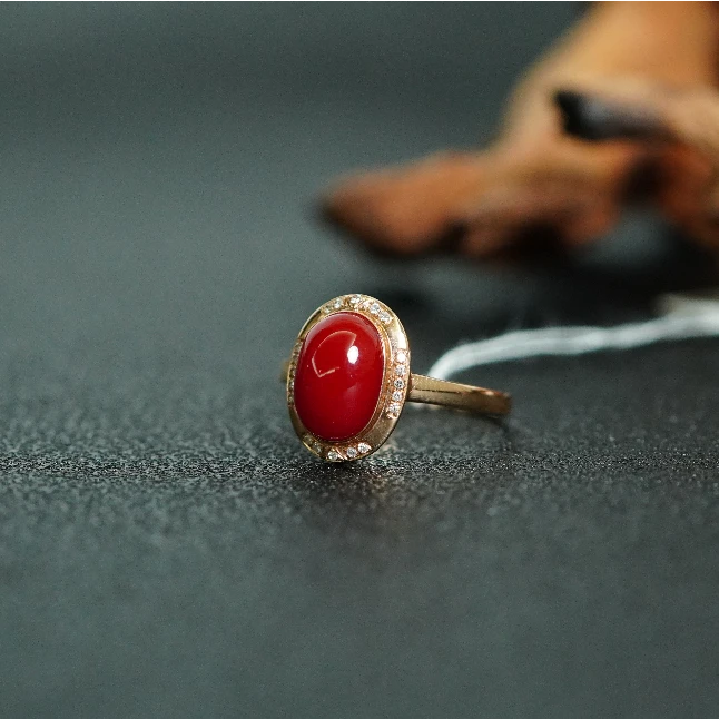 18K金珊瑚戒指 EV121925