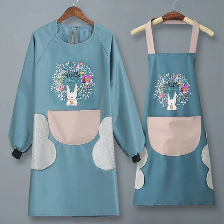 2025围裙家用厨房防水防油女秋冬薄款工作服卡通可爱韩版做饭围腰