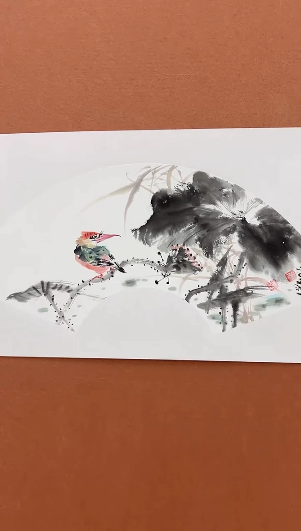 国画李文峰花鸟扇面