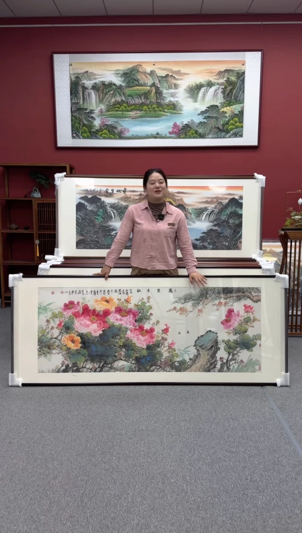 国画手绘万紫千红  219*88