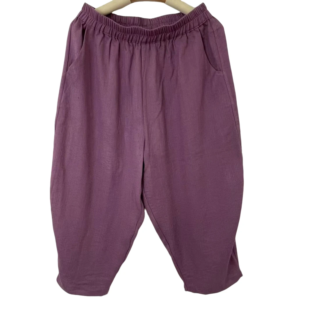 恬小霓（玲玲姐精选）4440/浅香芋紫/小脚裤/薄款/纯色/松紧腰/宽松