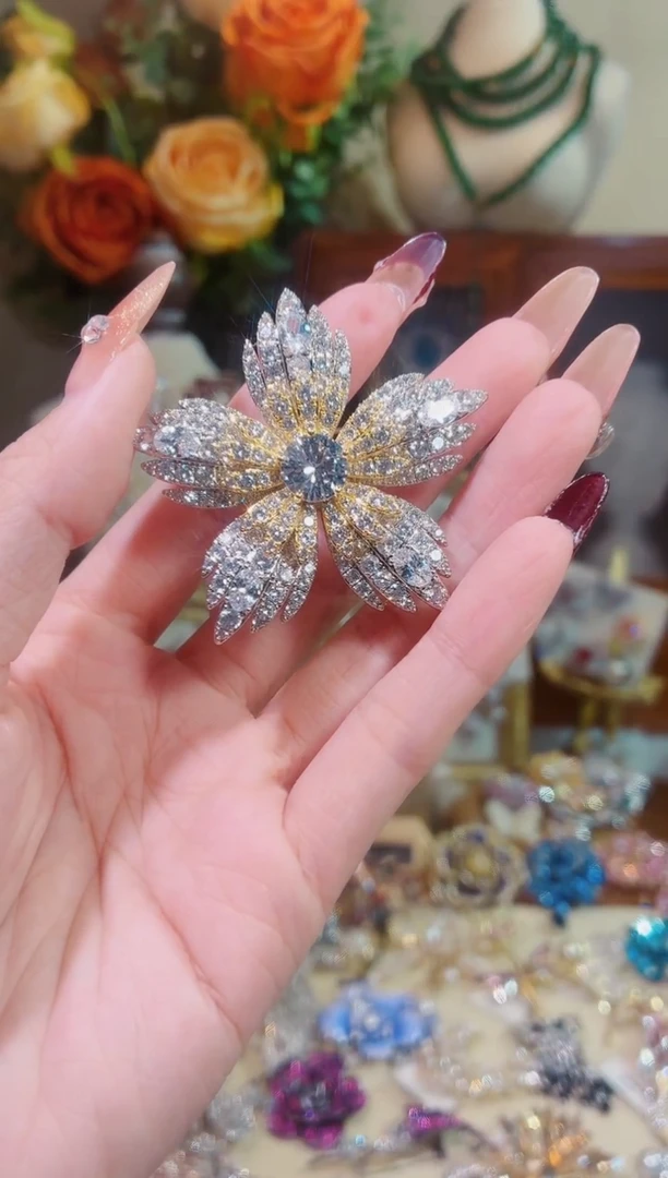 合成立方氧化锆铜合金双色海棠