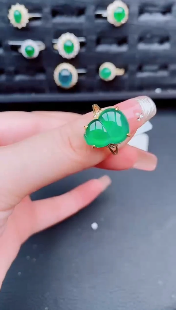 翡翠戒指银S925镶嵌天然a货翡翠409