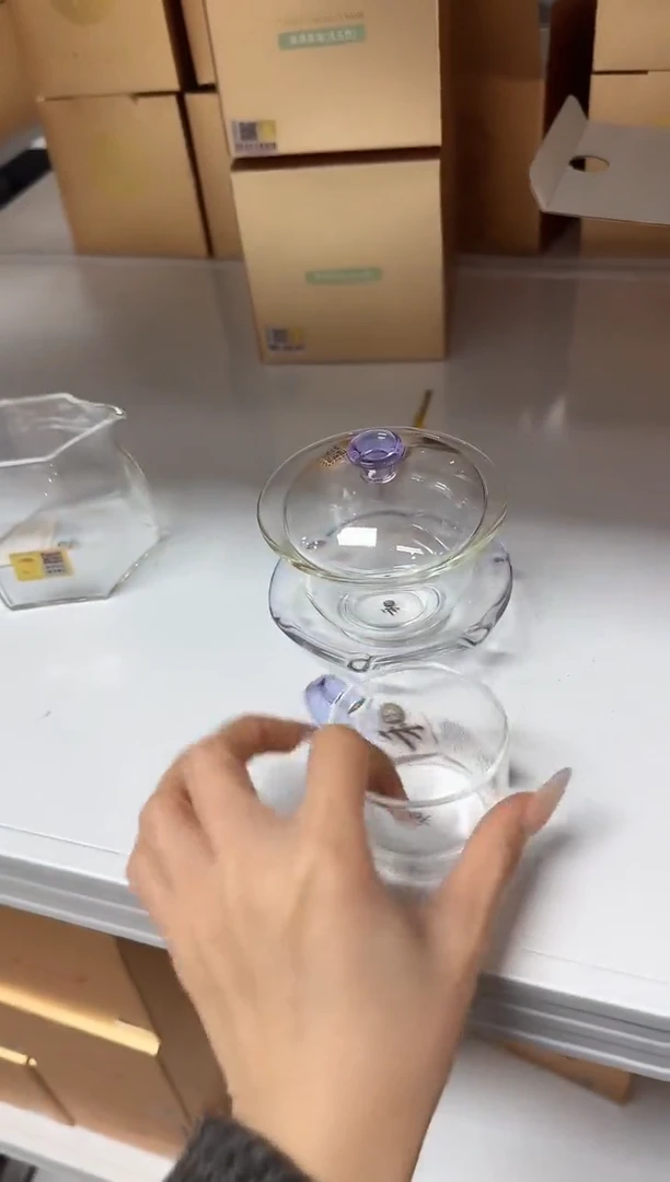 【闪购商品】@@禾器禅语盖碗浅紫色+清尚杯紫色一只