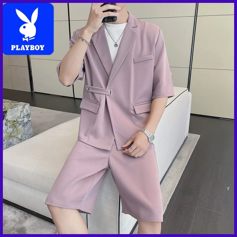 花花公子夏季薄款西装男士新款高级痞帅男装穿搭潮流时尚感十足