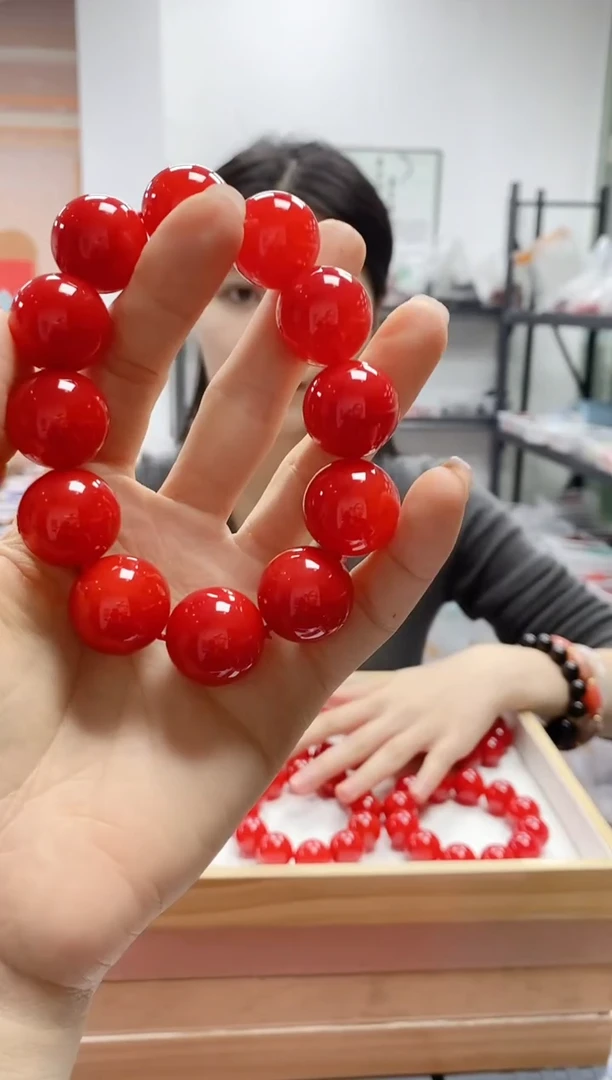 未镶嵌手串玛瑙/玉髓鸽血红玛瑙玉石手串20mm