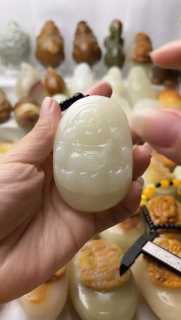 石材方解石棉纹正常不退换弥勒佛