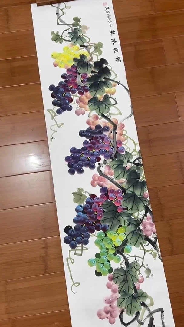 国画【福利，纯手工手绘】听昱横幅138*34厘米