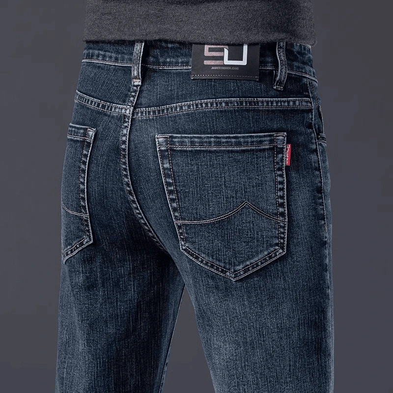香港2025秋冬新款牛仔裤男士修身合体弹力直筒高端商务休闲长裤子