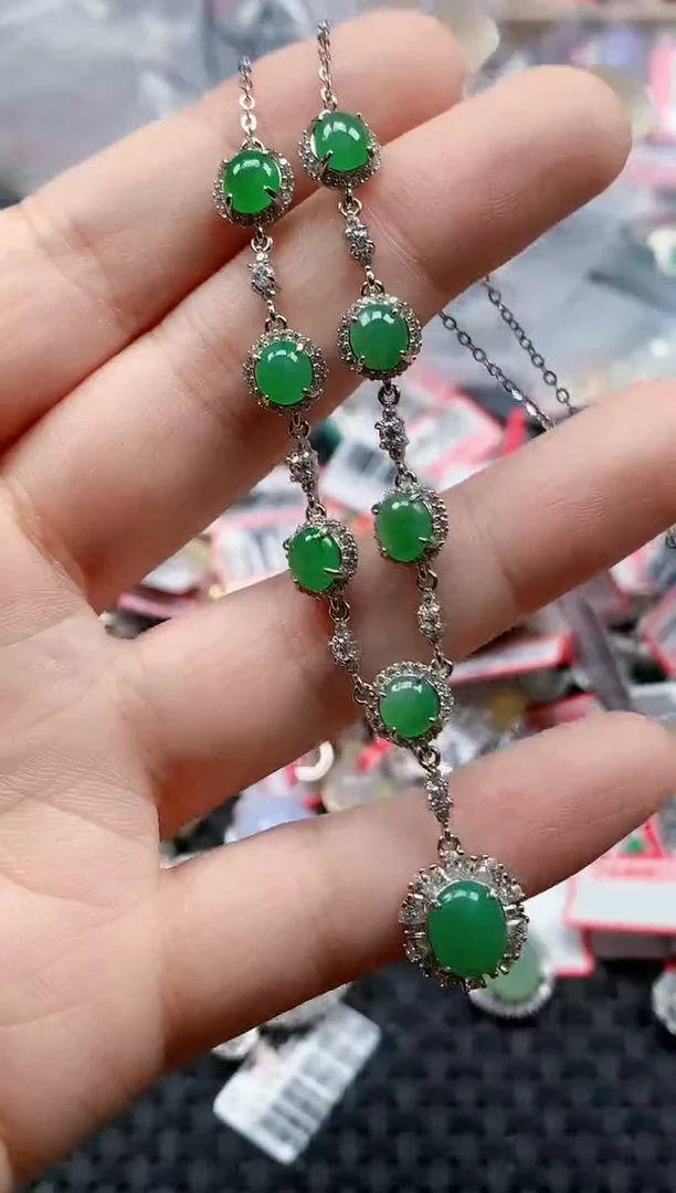 银S925镶嵌戒指翡翠天然A货缅甸翡翠