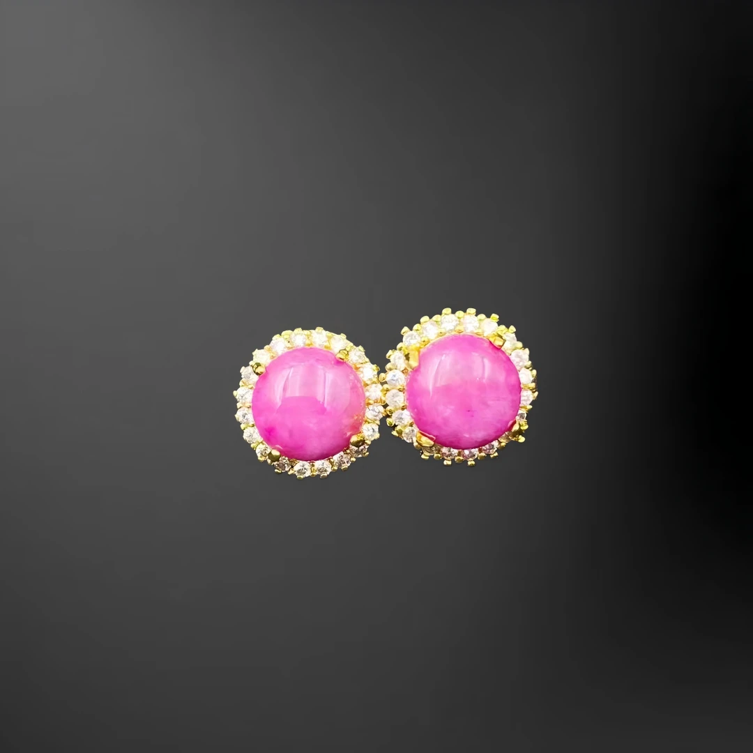 樱花粉舒俱玛瑙蛋面耳饰Y2341J