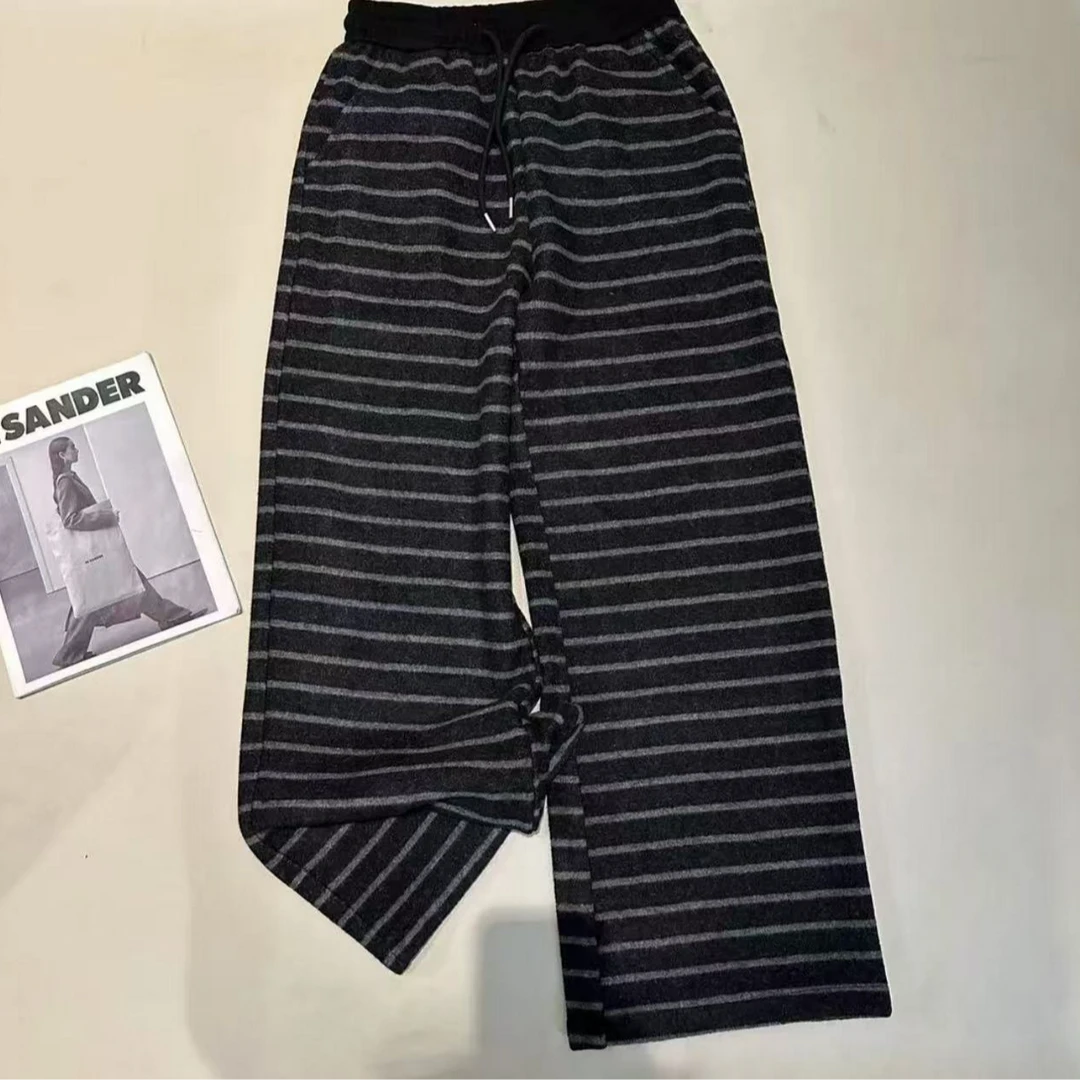 《优麦汇》K5086冬款条纹加绒长裤新款时尚休闲洋气百搭裤女