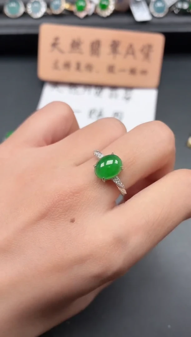 银S925镶嵌戒指翡翠1