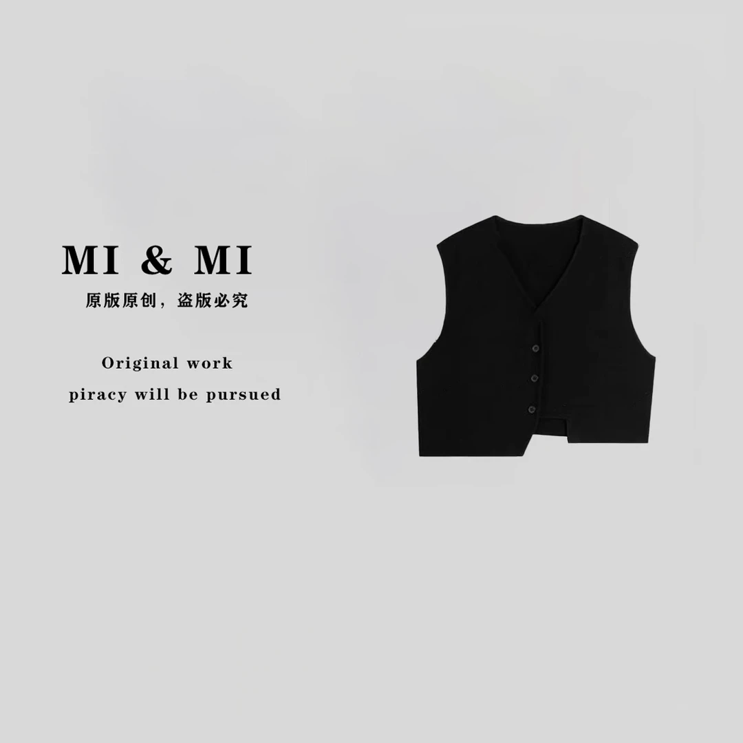 【米米私服】秋季设计感透气工字型休闲百搭不规则马夹 2520-275