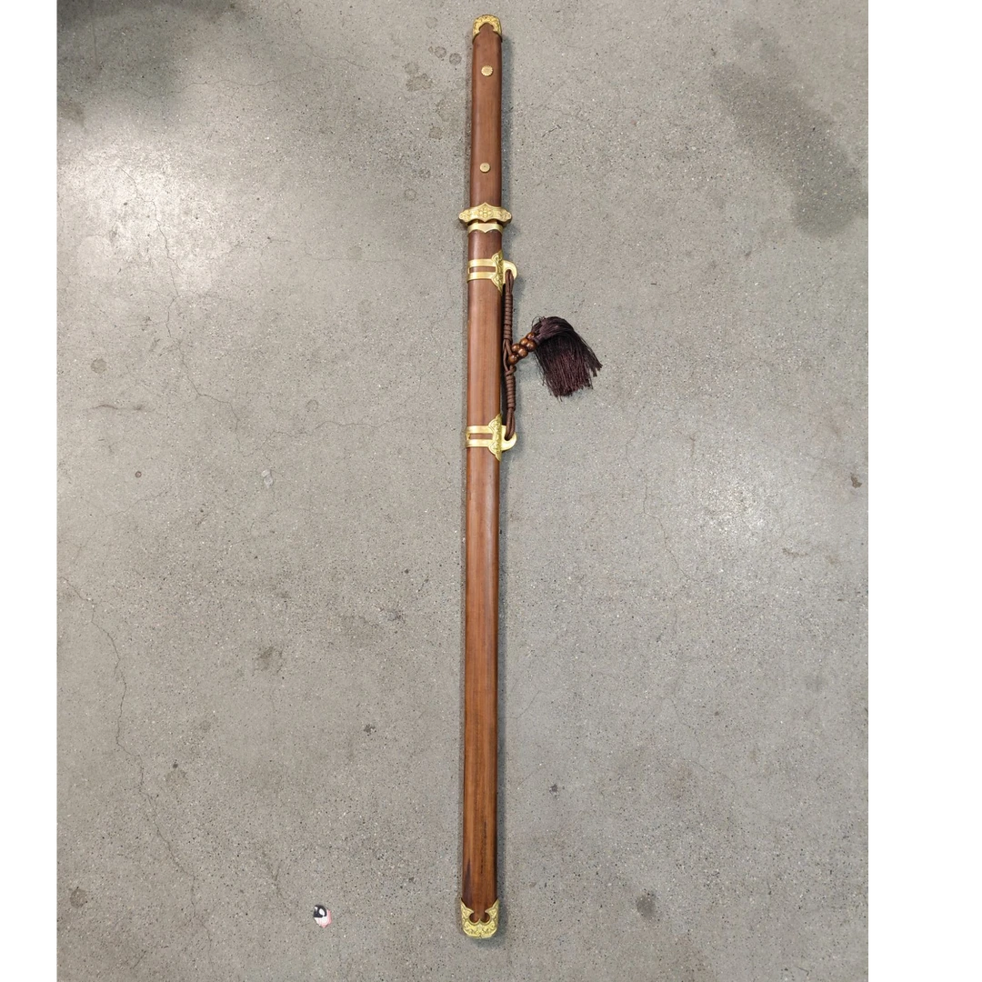 龙凤檀流水纹唐横刀-未开刃-工艺品摆件