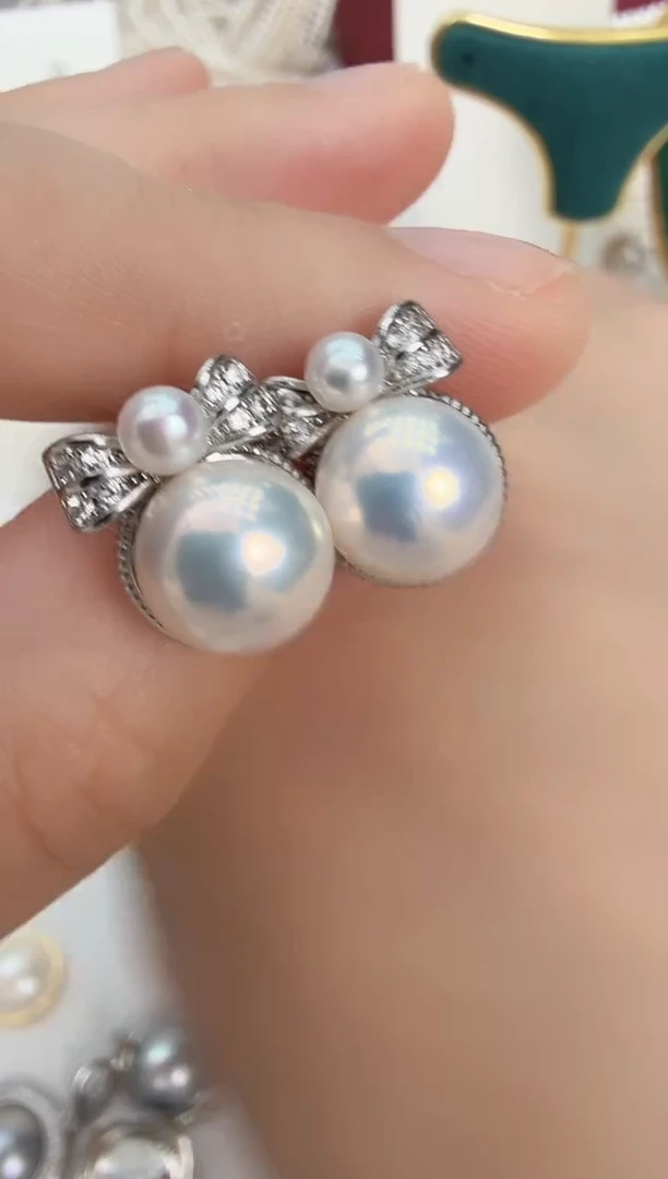 未镶嵌耳饰淡水珍珠双珠在逃