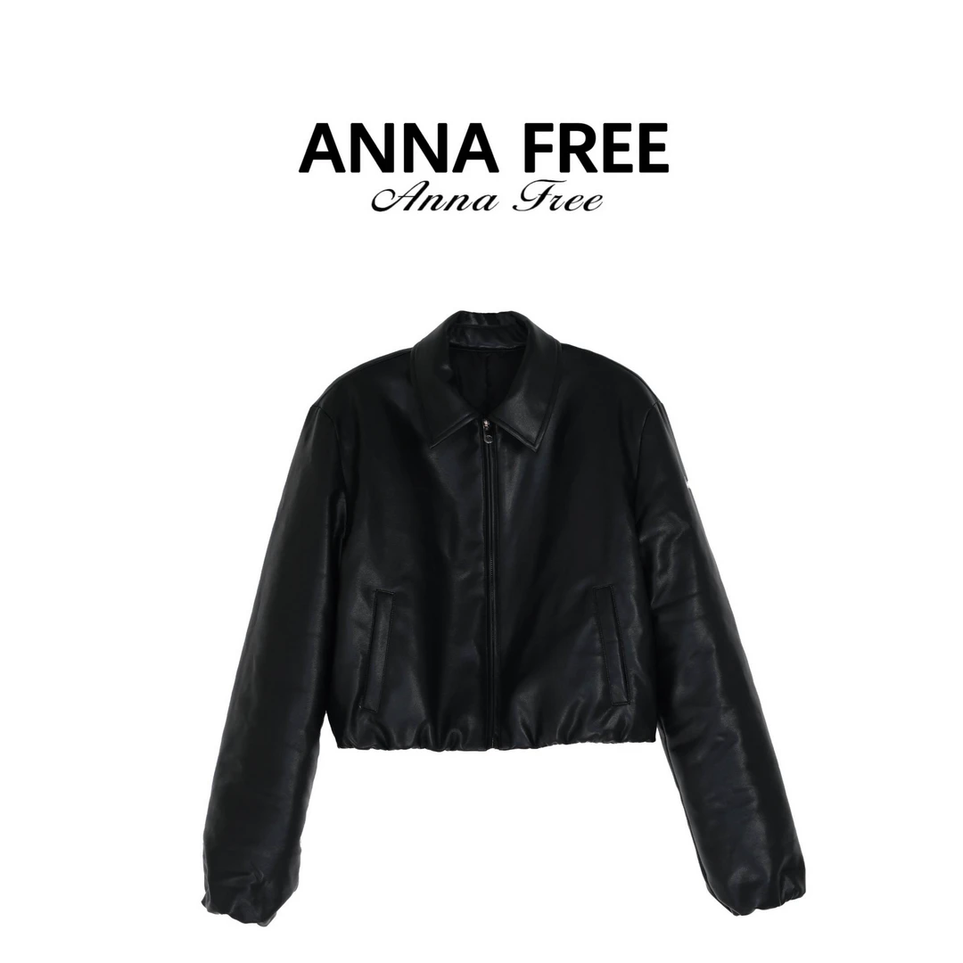 ANNA FRRE 秋冬新款皮衣拉链加棉加厚休闲PU皮衣外套ZCE251134