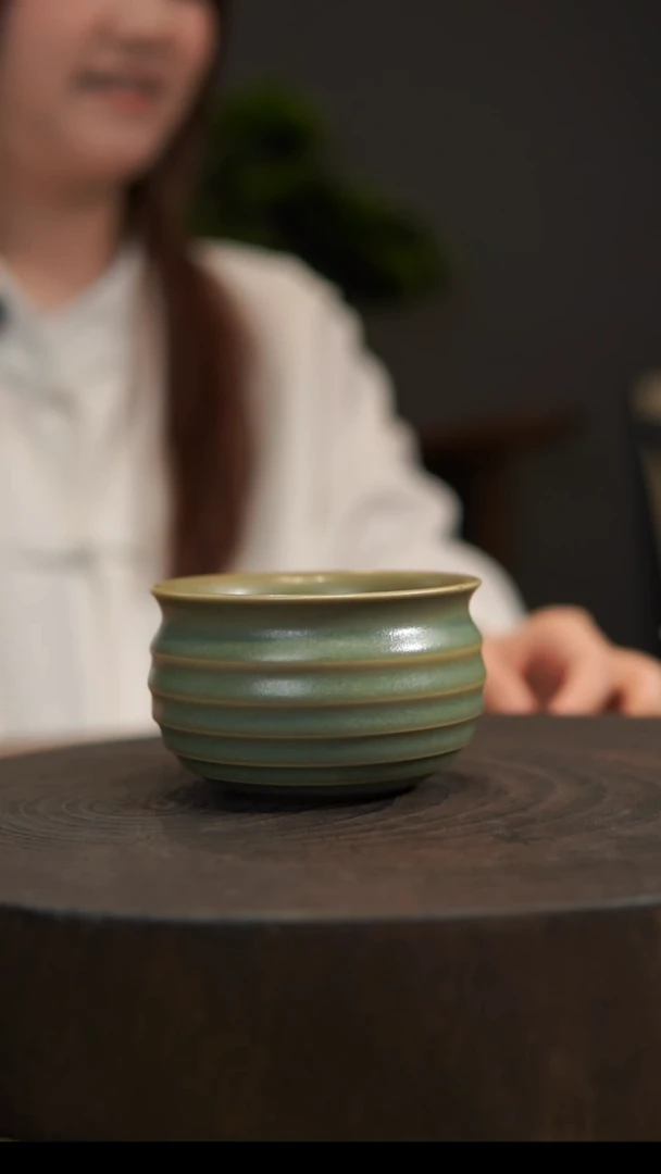 杯子荷**室钱袋杯 汝州原产地  原矿老釉