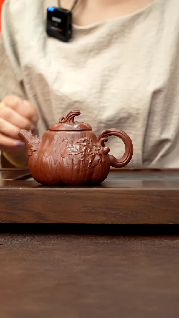 茶壶紫砂红降坡大南瓜260cc左右