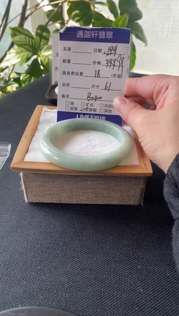 【闪购商品】翡翠手镯未镶嵌61圈口 B040编码