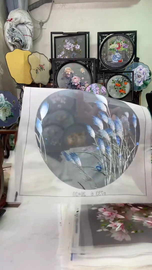 刺绣落***鹜苏绣作品苏绣绣片