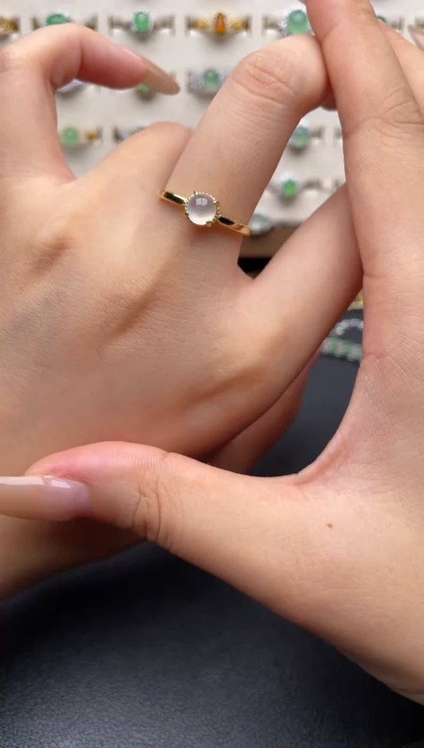 银S925镶嵌戒指翡翠一物一证一礼盒