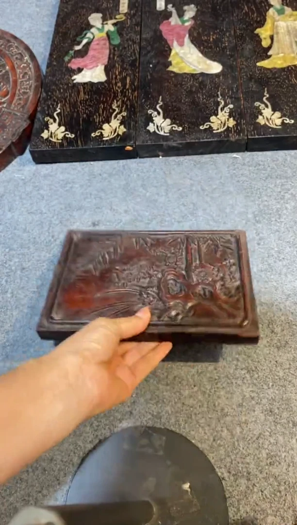 香榧木紫檀拆件雕刻板以直播间实物为准微瑕老物件