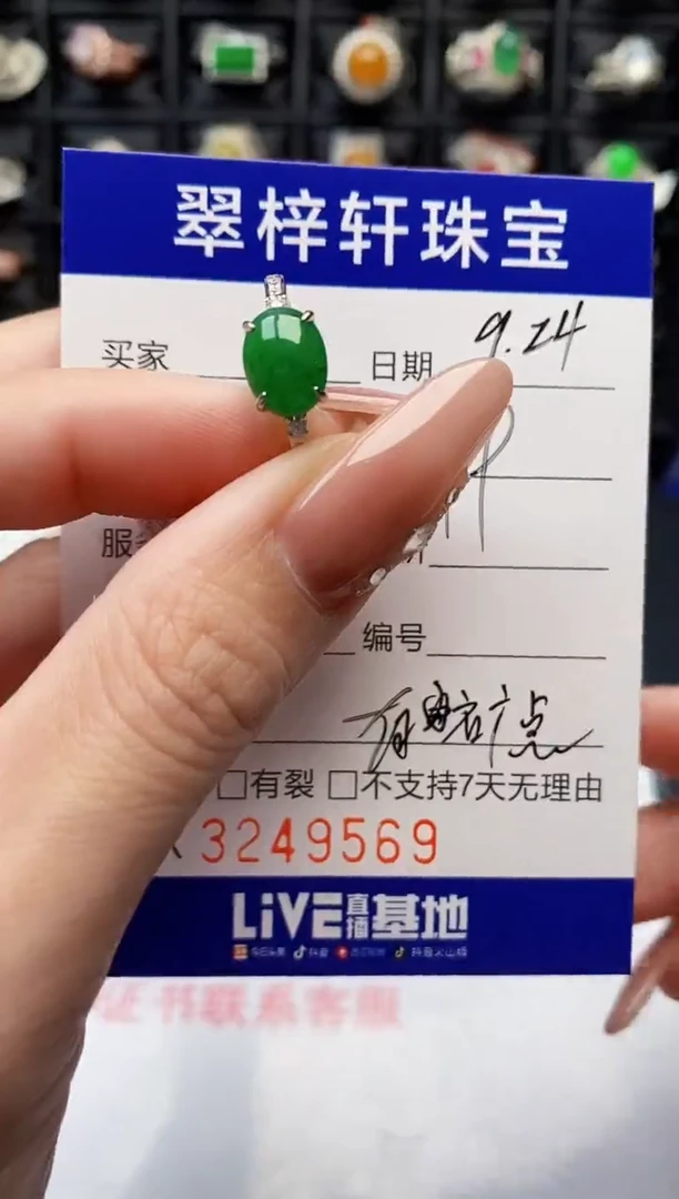 银S925镶嵌戒指翡翠9569