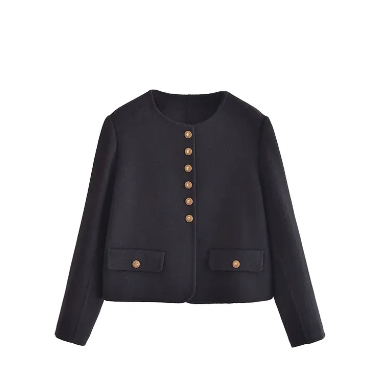 【羊毛】法式小香风短款外套时尚百搭显瘦双面羊毛外套女士毛呢外套